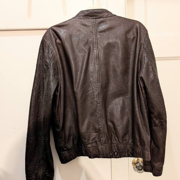 Madewell Leather Aviator Bomber Jacket In Dark Coffee Size XL - Picture 4 of 7
